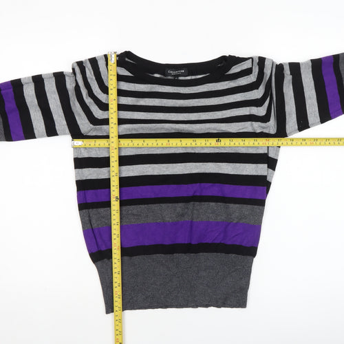 Debenhams Collection Women's Black Grey Purple Striped Jumper Size 12