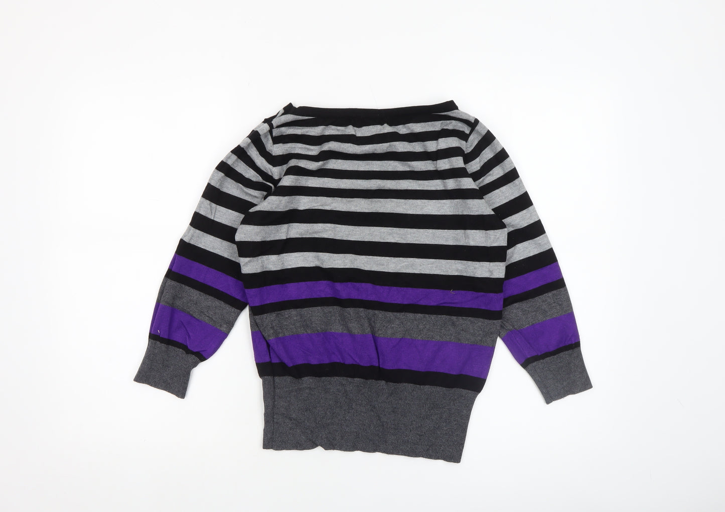 Debenhams Collection Women's Black Grey Purple Striped Jumper Size 12