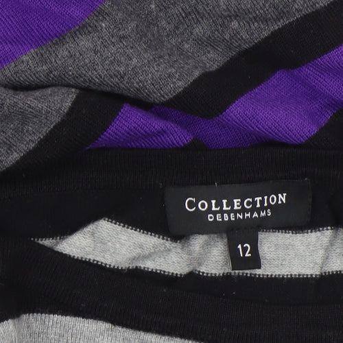 Debenhams Collection Women's Black Grey Purple Striped Jumper Size 12