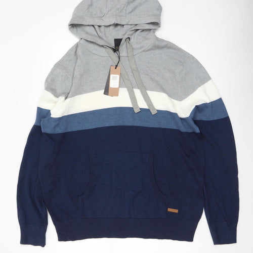 Bench Men’s Multicoloured 2XL Hooded Striped Pullover Jumper
