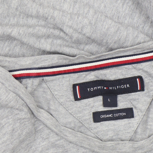 Tommy Hilfiger Men's Grey Crew Neck Logo T-Shirt Size L