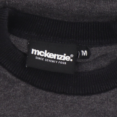 McKenzie Men's Grey Colour Block Crew Neck Jumper Size M