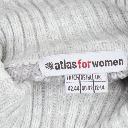 Atlas for Women Grey Fair Isle Roll Neck Jumper Size 12-14