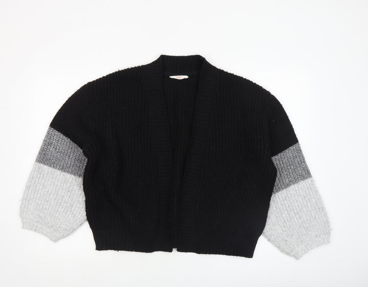 John Lewis ANYDAY Women's Black Colour Block Chunky Knit Cardigan M