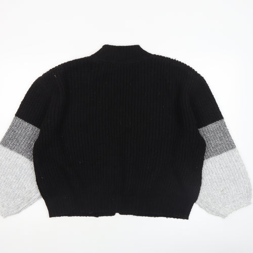 John Lewis ANYDAY Women's Black Colour Block Chunky Knit Cardigan M
