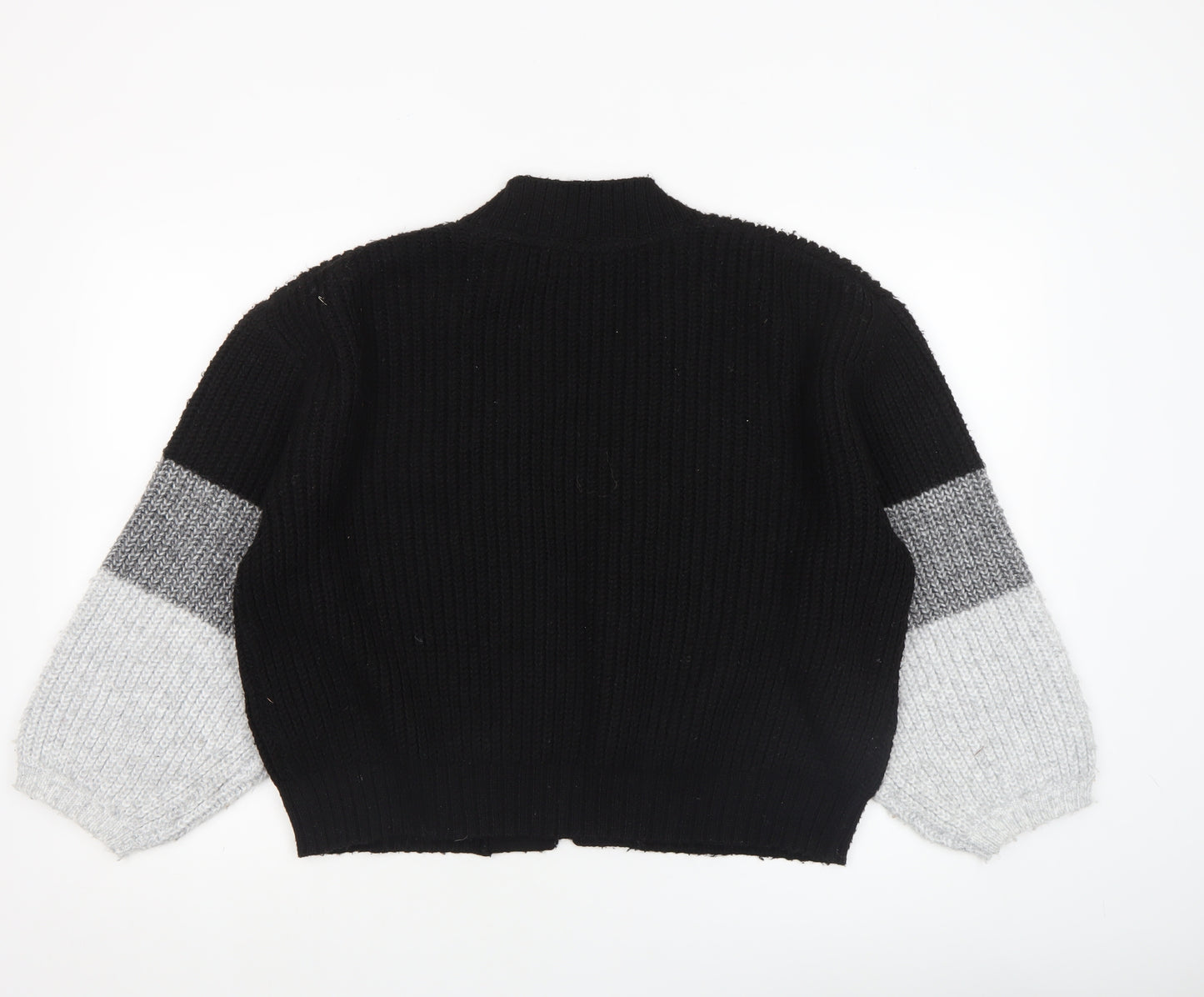 John Lewis ANYDAY Women's Black Colour Block Chunky Knit Cardigan M