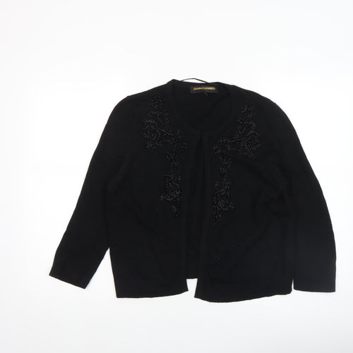 Clements Ribeiro Black Beaded Women's Cardigan XL 16 Classic Knit