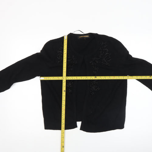 Clements Ribeiro Black Beaded Women's Cardigan XL 16 Classic Knit