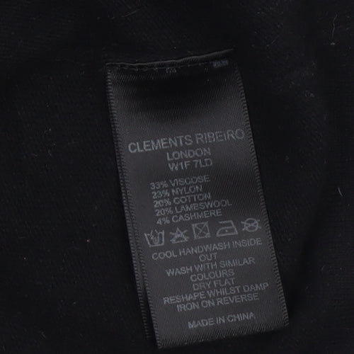 Clements Ribeiro Black Beaded Women's Cardigan XL 16 Classic Knit