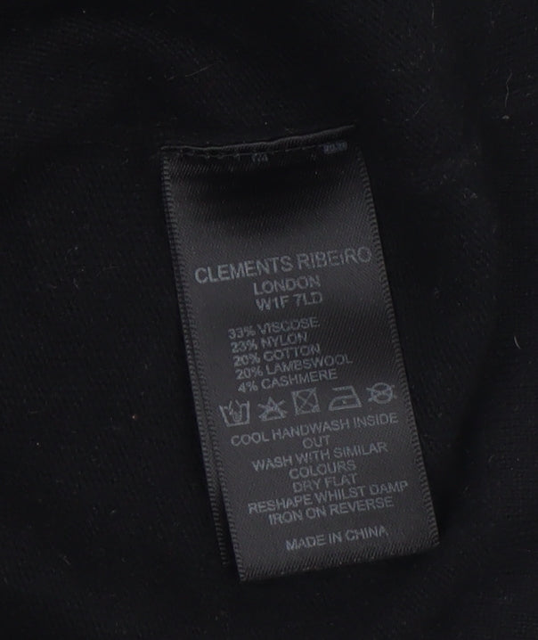 Clements Ribeiro Black Beaded Women's Cardigan XL 16 Classic Knit