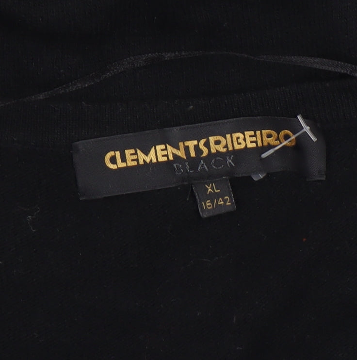 Clements Ribeiro Black Beaded Women's Cardigan XL 16 Classic Knit