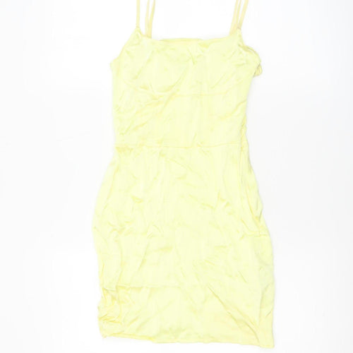 Zara Women Yellow Bodycon Sleeveless Short Dress Size 8