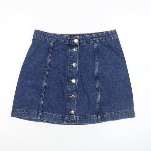 Topshop Women Blue Denim A-Line Short Skirt Size 10