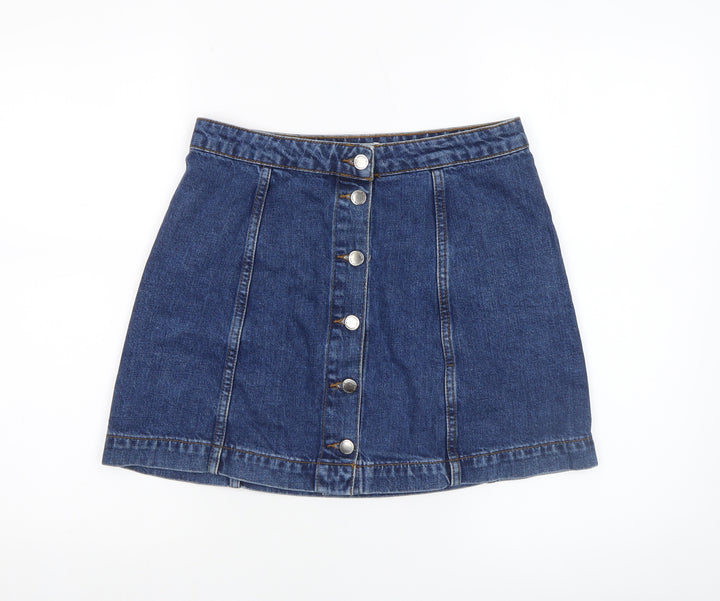 Topshop Women Blue Denim A-Line Short Skirt Size 10
