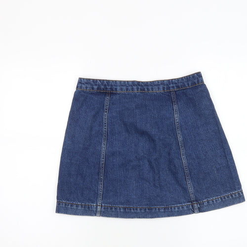 Topshop Women Blue Denim A-Line Short Skirt Size 10