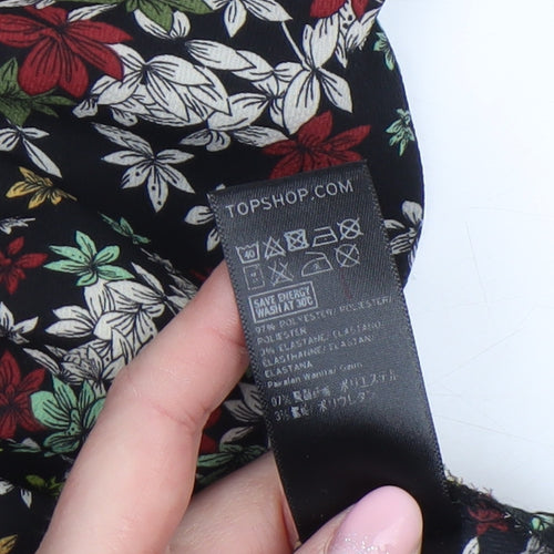 Topshop Women’s Multicoloured Floral Shift Dress Size 14 Long Sleeve Ruffle
