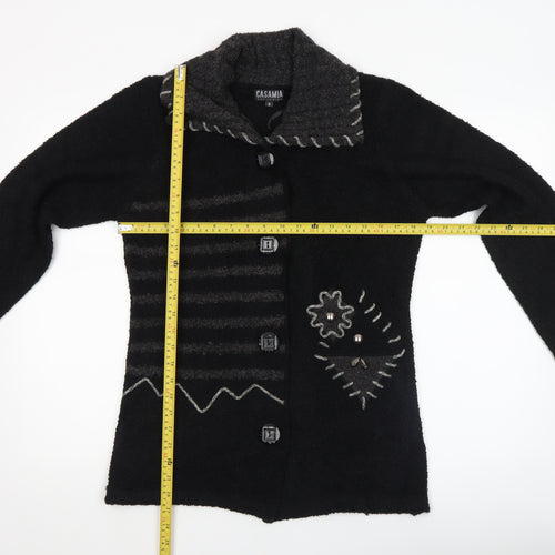 Casamia Womens Black Collared Chunky Knit Cardigan Size S
