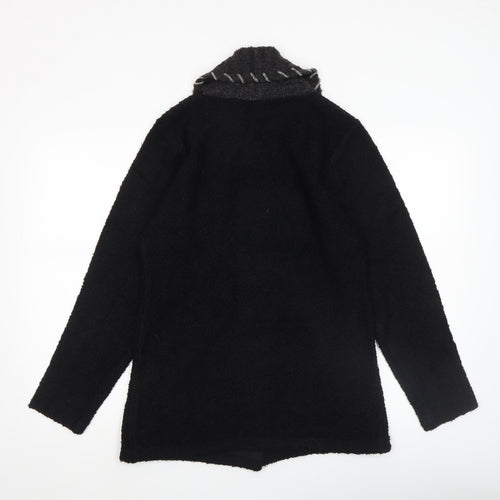 Casamia Womens Black Collared Chunky Knit Cardigan Size S