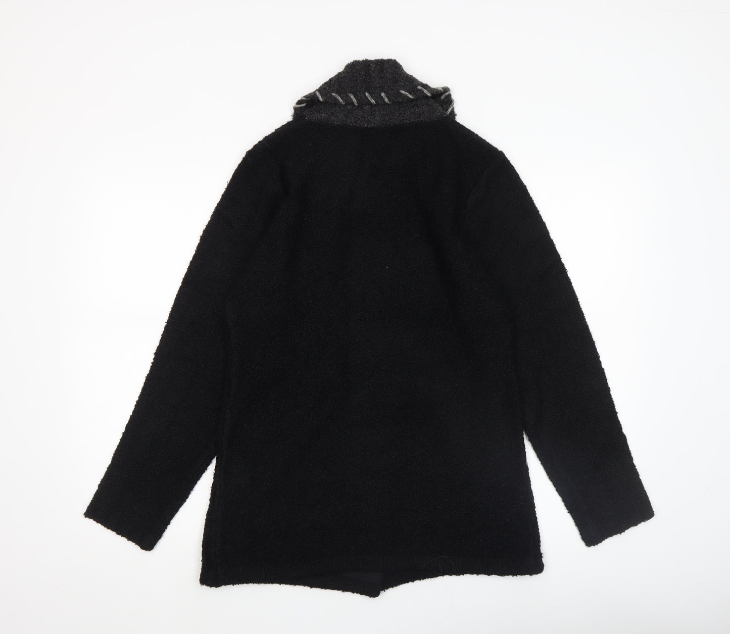 Casamia Womens Black Collared Chunky Knit Cardigan Size S