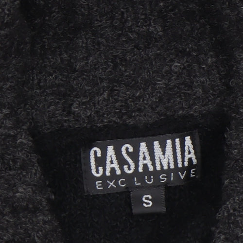 Casamia Womens Black Collared Chunky Knit Cardigan Size S