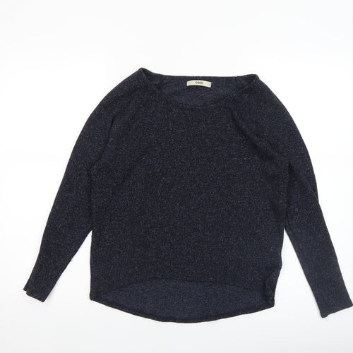 Oasis Women's Blue Metallic Knit Crew Neck Jumper Size S