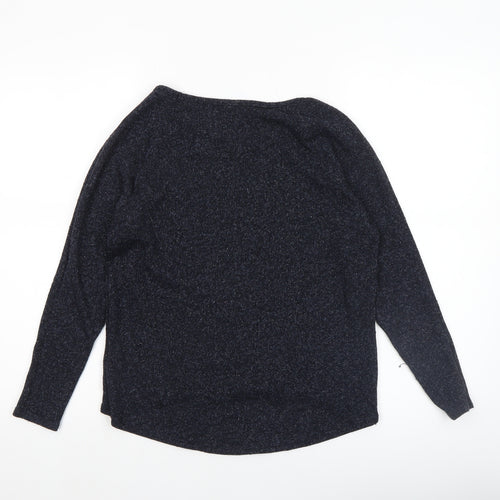 Oasis Women's Blue Metallic Knit Crew Neck Jumper Size S
