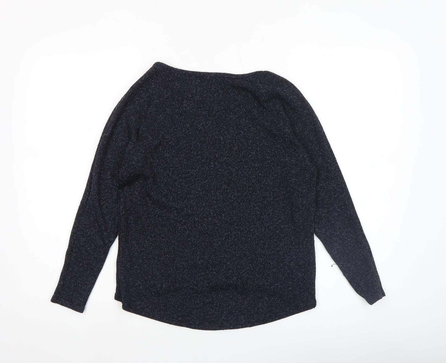 Oasis Women's Blue Metallic Knit Crew Neck Jumper Size S