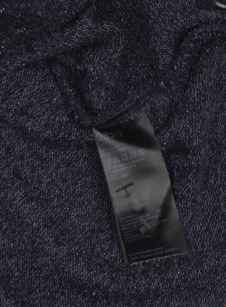 Oasis Women's Blue Metallic Knit Crew Neck Jumper Size S