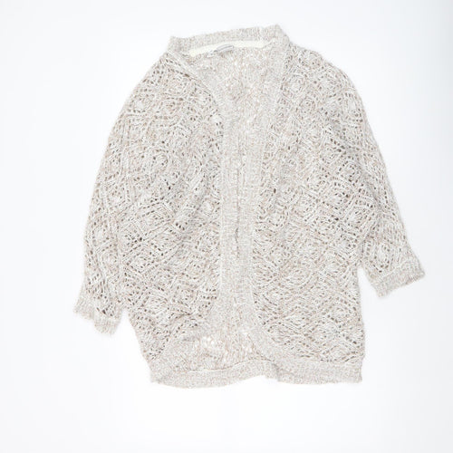 Bodyflirt Women Beige Open Knit Acrylic Cardigan Size S