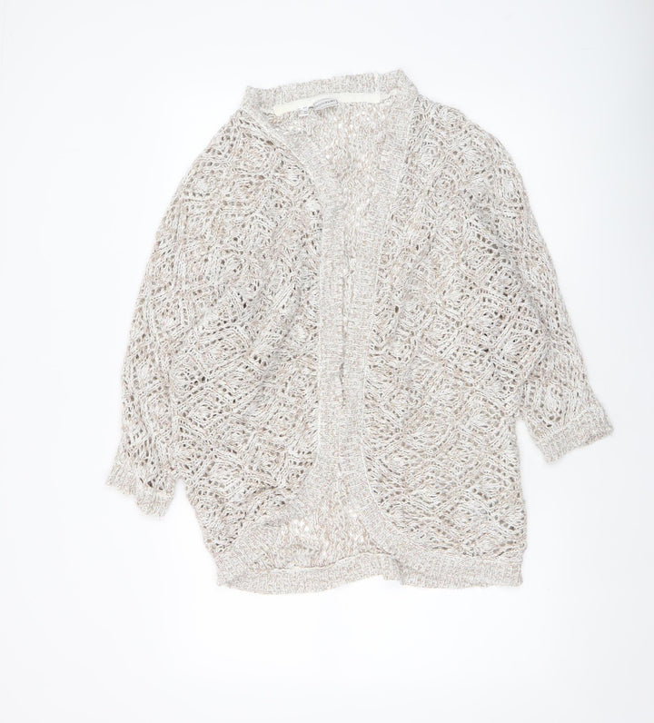 Bodyflirt Women Beige Open Knit Acrylic Cardigan Size S