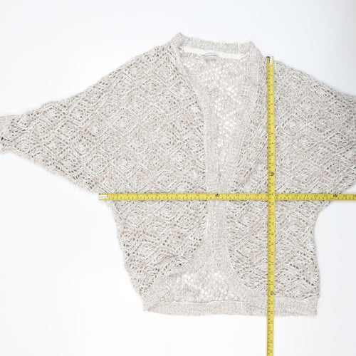 Bodyflirt Women Beige Open Knit Acrylic Cardigan Size S
