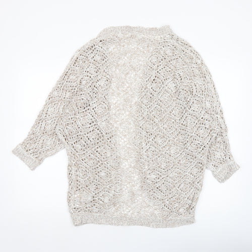 Bodyflirt Women Beige Open Knit Acrylic Cardigan Size S