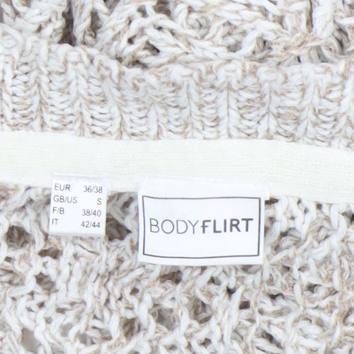 Bodyflirt Women Beige Open Knit Acrylic Cardigan Size S