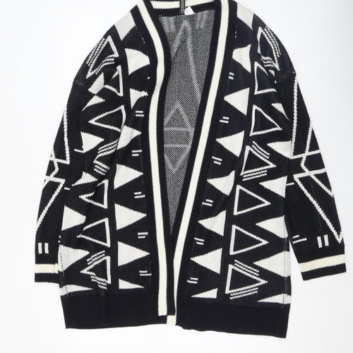 H&M Women’s Black & White Aztec Cardigan Size 12 Relaxed Fit Knit
