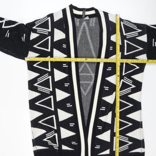H&M Women’s Black & White Aztec Cardigan Size 12 Relaxed Fit Knit