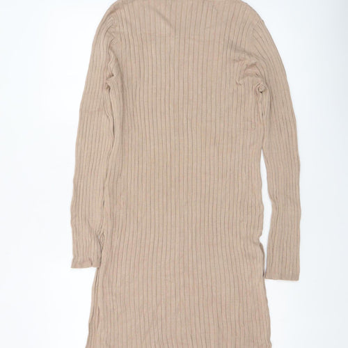 Marks and Spencer Women Beige Ribbed Tunic Jumper Size 10