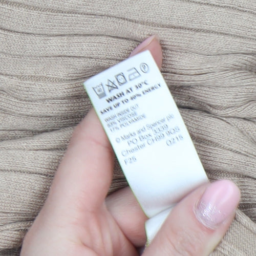 Marks and Spencer Women Beige Ribbed Tunic Jumper Size 10
