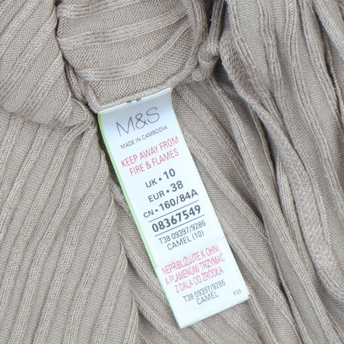 Marks and Spencer Women Beige Ribbed Tunic Jumper Size 10