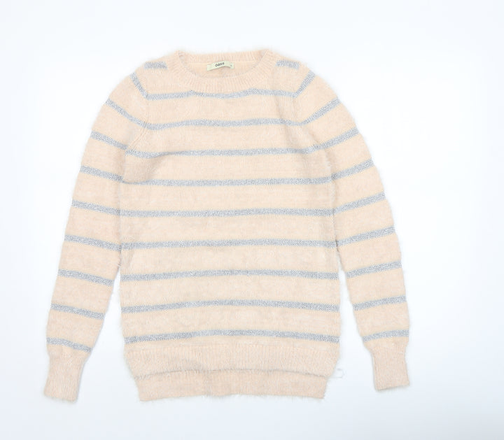 Oasis Womens Beige Striped Fluffy Knit Jumper XS