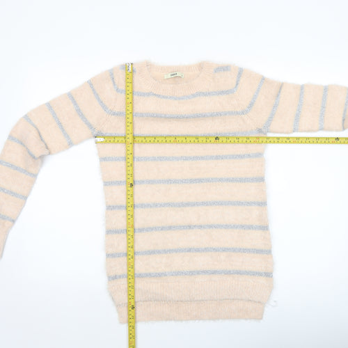 Oasis Womens Beige Striped Fluffy Knit Jumper XS