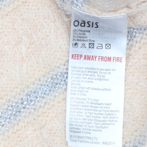 Oasis Womens Beige Striped Fluffy Knit Jumper XS