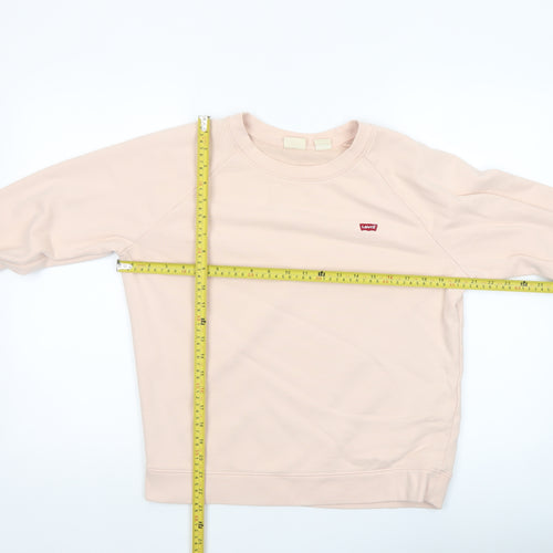 Levi's Women Beige Cotton Crew Neck Pullover Sweatshirt Size S