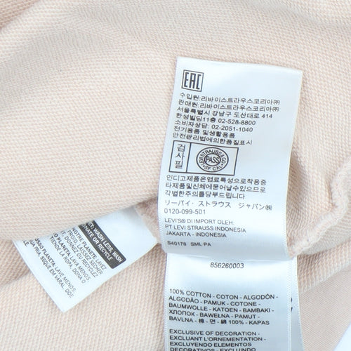 Levi's Women Beige Cotton Crew Neck Pullover Sweatshirt Size S