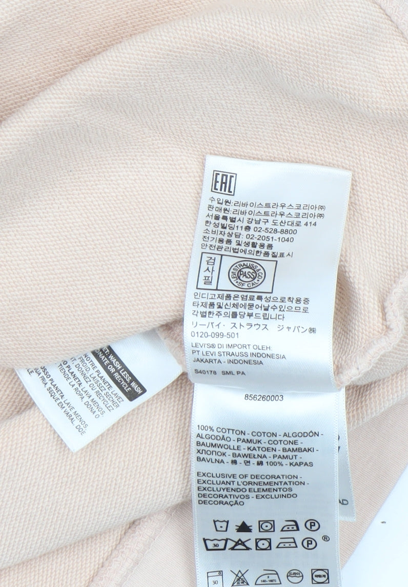 Levi's Women Beige Cotton Crew Neck Pullover Sweatshirt Size S