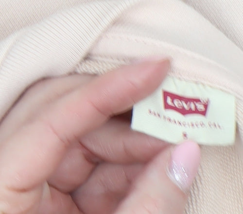 Levi's Women Beige Cotton Crew Neck Pullover Sweatshirt Size S