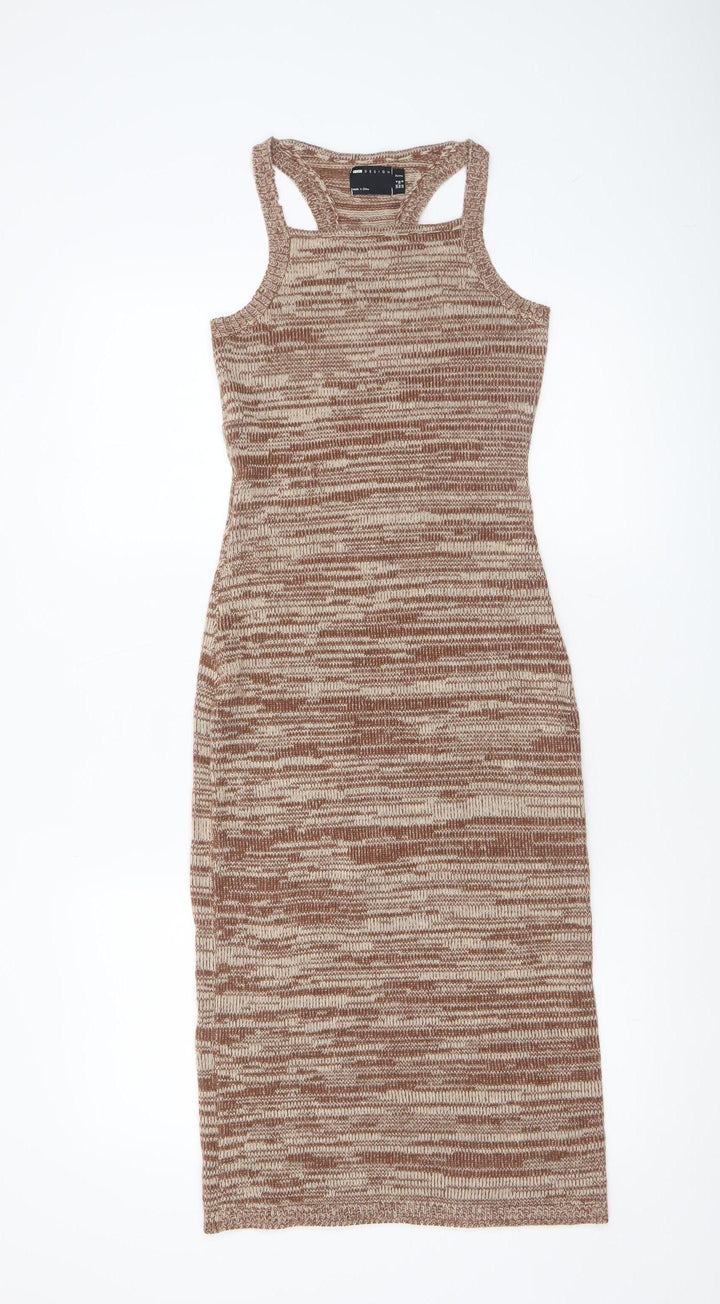 ASOS DESIGN Women’s Brown Midi Bodycon Knit Sleeveless Dress Size 4