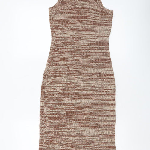 ASOS DESIGN Women’s Brown Midi Bodycon Knit Sleeveless Dress Size 4