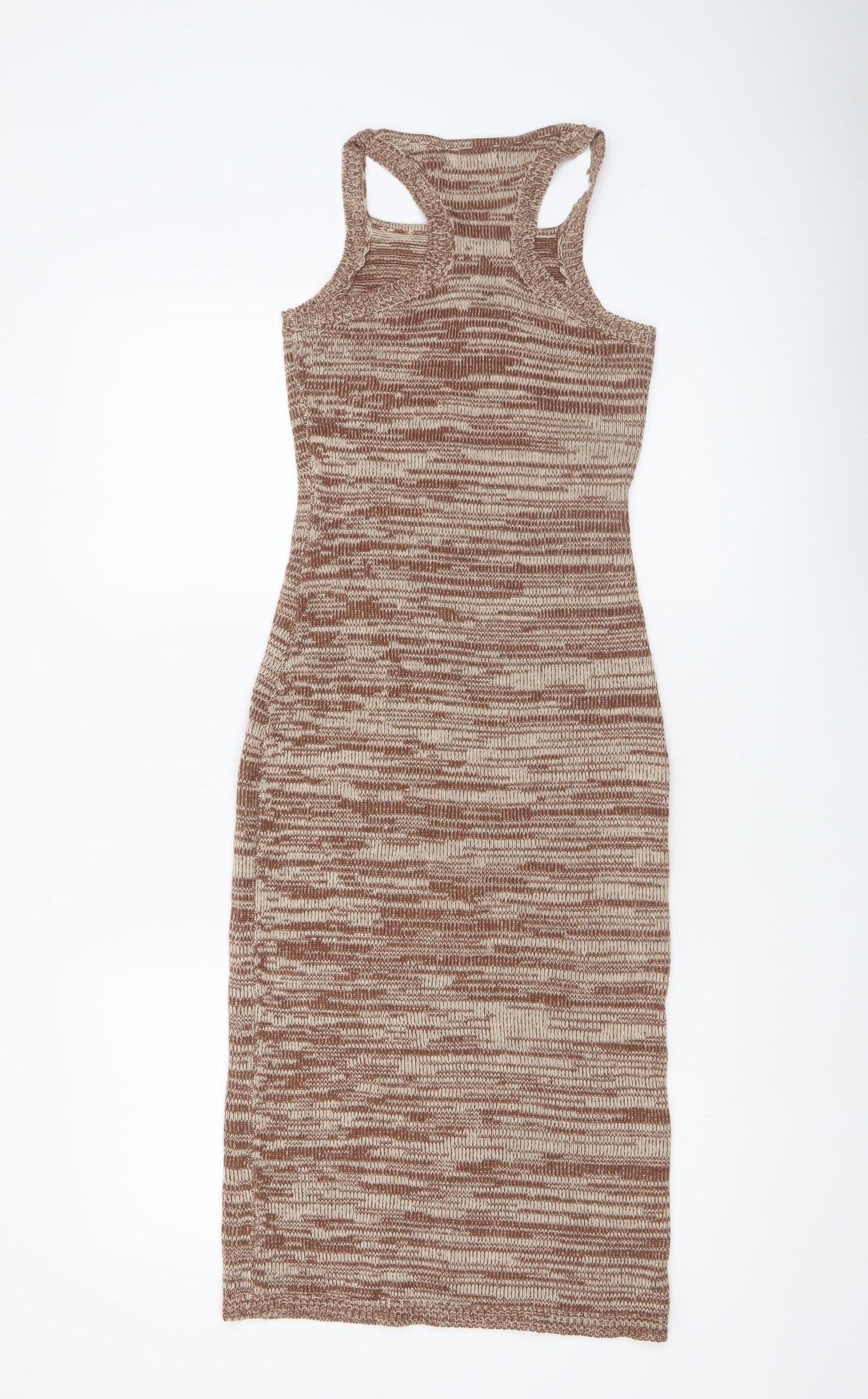 ASOS DESIGN Women’s Brown Midi Bodycon Knit Sleeveless Dress Size 4