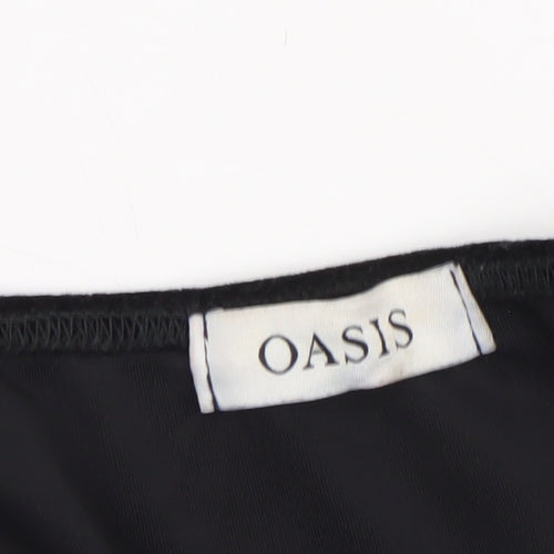Oasis Women Black Velvet Long Sleeve Cropped Blouse Size L