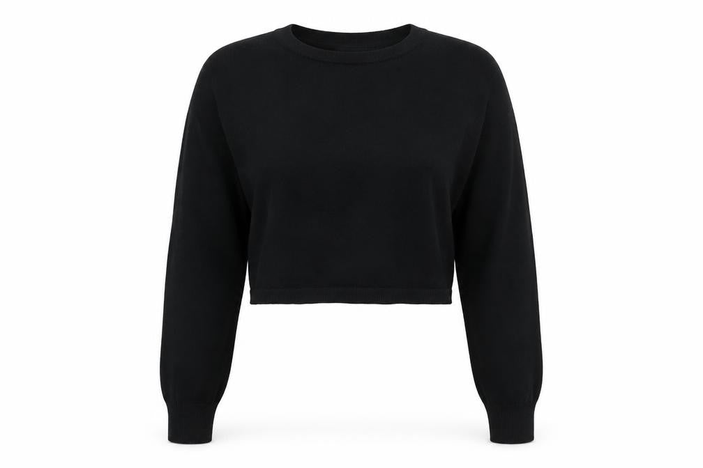 Front view of Phase Eight women’s black, size UK 14, crew neck knit jumper